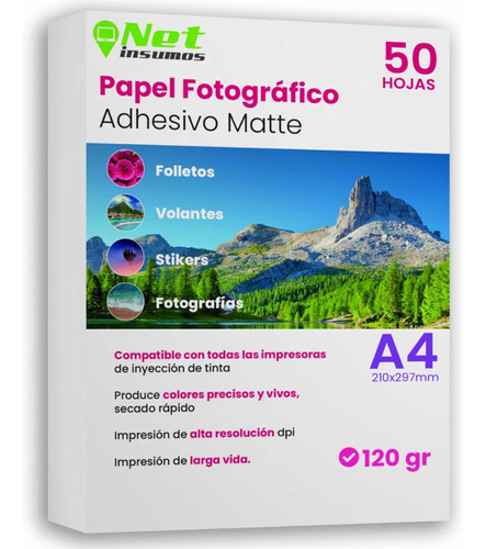Papel Fotográfico Adhesivo Matte A4 120gr 50hojas