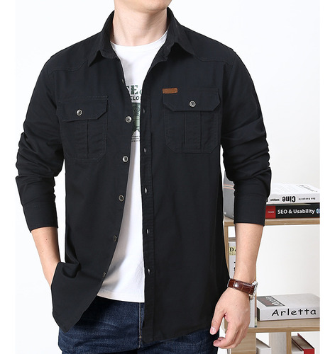 Camisa Cargo De Gran Tamaño Para Hombre, Blusa Para Hombre,