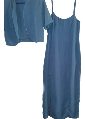 Vestido Fiesta Raso Finito S O M, Largo Muy Fresco Con Saco