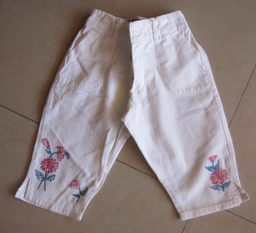 Pantalon Osk Kosh T:2 (12 Meses) Blanco Bordado Impecable