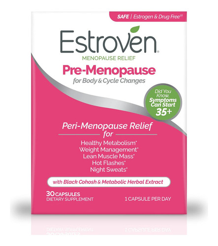 Estroven Alivio De La Perimenopausia Con Cohosh Negro 30caps Sabor Sin Sabor