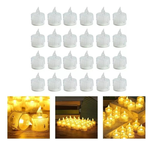 Pack 24 Velas A Pila De Led Con Efecto Llama