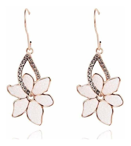 Aretes De Flor Con Perlas Y Cristales Autriacos