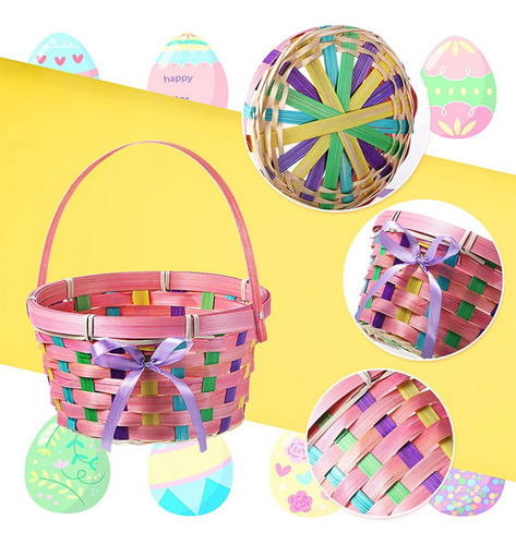Canasto Huevo Conejo Pascua Colors X 3 Cotillon Activarte