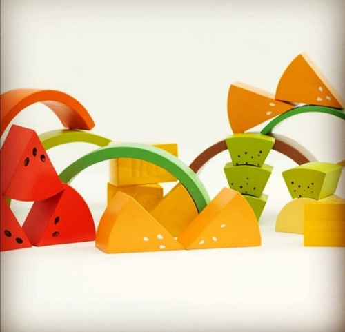 Imagen 3 de 4 de Kiwi Frutas Montessori/waldorf Bloques De Madera