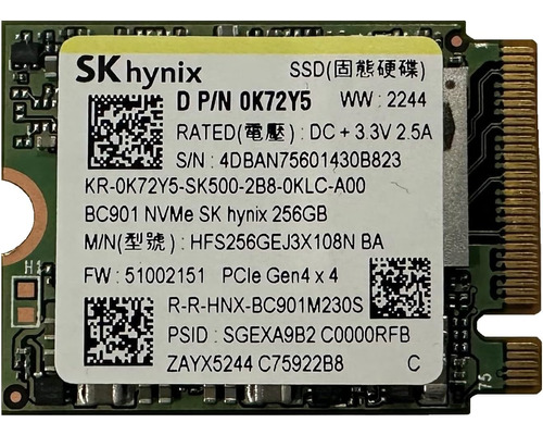 Sk Hynix Bc901 256gb M.2 Pci-e Gen 4x4 Nvme Ssd