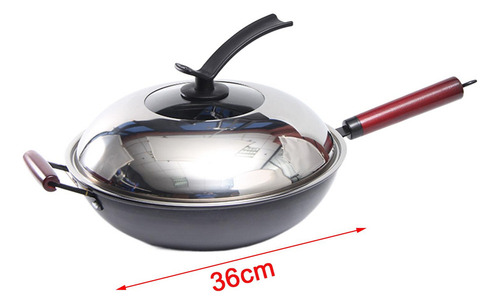 Wok De Cocina Con Tapa Sartén Antiadherente Fácil De 36cm
