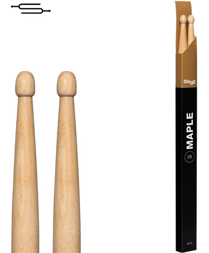 Palillos Bateria 5b Punta De Madera Maple Stagg Sm5b Full