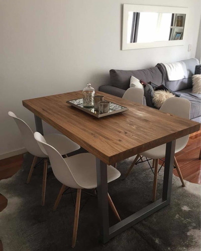 Imagen 8 de 10 de Mesa Industrial Comedor Madera Y Hierro (200x100x77)
