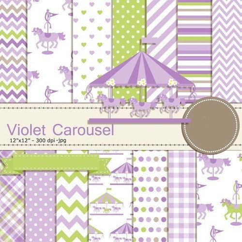 Kit Imprimible Carrusel Violeta - 14 Fondos 8