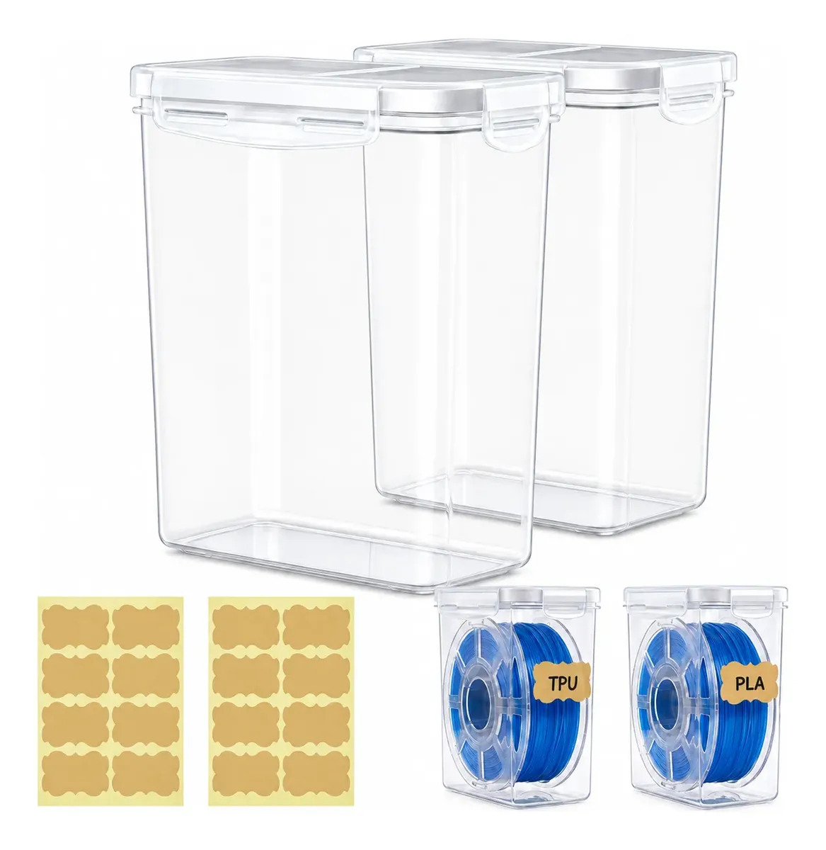 Kit 2 caixa para guardar filamento Pote Hermetico 3dprime Granito 1kg drybox para impressao 3D de armazenagem de filamento secagem secadora polipropileno osso petg pla abs ptu gesso