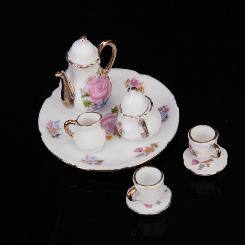 . Juego De Tazas For Té Y Café Dollhouse En Miniatura Con