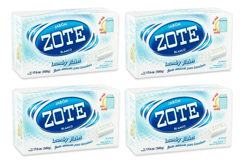 Jabón Zote Blanco Finas Escamas P/lavadora 500 G 4 Pz Import