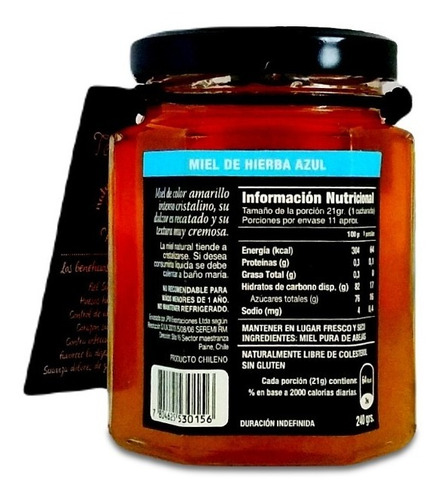 Imagen 2 de 9 de Miel Orgánica Monofloral Hierba Azul Premium - 240g