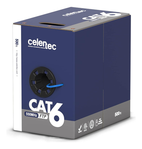 Cable Ethernet Blindado Cat6 De Celertec, 500 Pies, Ftp (en