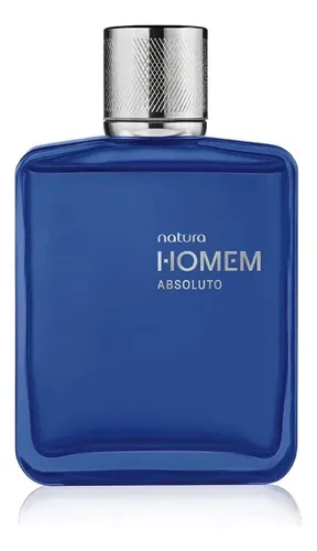 Frasco do perfume Natura Homem Absoluto de 100ml em fundo branco com tampa prateada