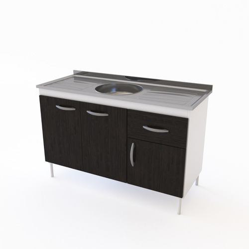 Mueble Cocina Bajo Mesada Melanina 120x47 Cm Negro Fresno