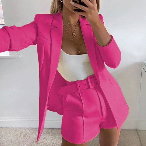 Conjunto De Blazer E Short De Escritório Femenino 2 Pçs