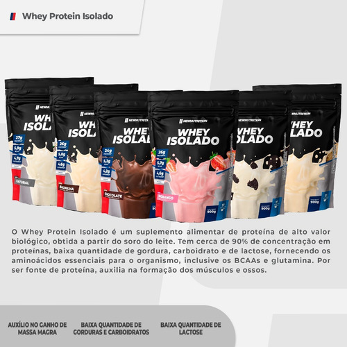 Whey Isolate Newnutrition 900g Pronta Sabor Morango