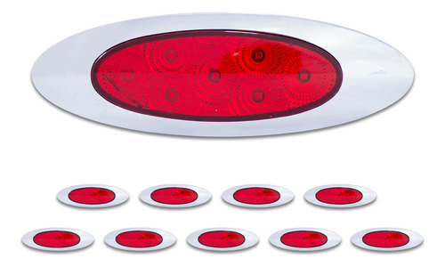 10- Plafones Laterales Tunelight Con 7 Leds Rojos Elípticos