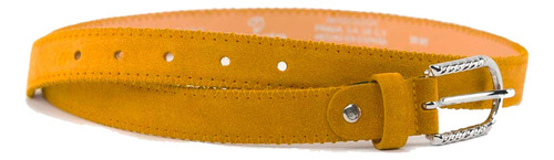 Cinturón Mujer Piel Ante Prada Mx 370243 Color Amarillo Diseño De La Tela Liso Talla 90