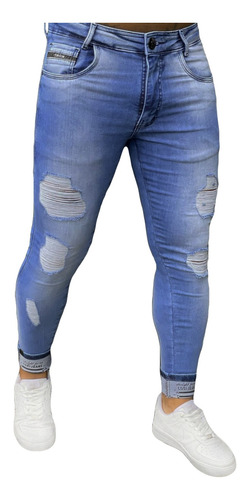 Calça Jeans Devorê Destroyed Skinny Exclusividade Premium