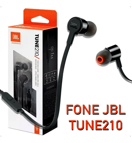 Fone De Ouvido Tune 210 Com Microfone Preto Jbl