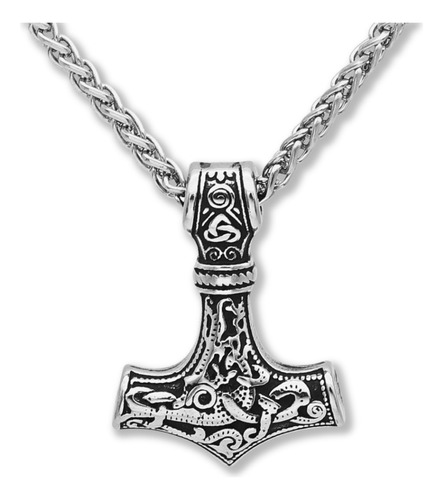 Collar Martillo Vikingo Thor Nórdico Acero Inoxidable Hombre