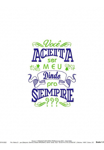 Matriz De Bordado Inb5704 Aceita Ser Meu Dindo Padrnho