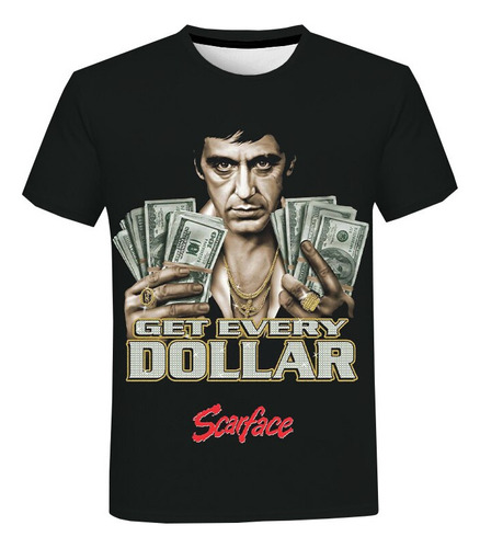 Rt Playera Con Estampado 3d De Scarface De Tony Montana