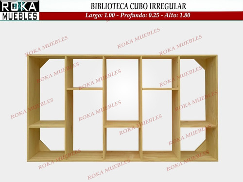 Imagen 7 de 7 de Biblioteca Cubo Irregular Pino 60x25x180 Roka