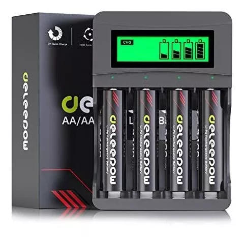 Baterías AA recargables 4 pilas de litio AA recargables, carga rápida USB  de 2 H, salida constante de 1.5 V, 2960 mWh, 1000 ciclos de vida útil de  las