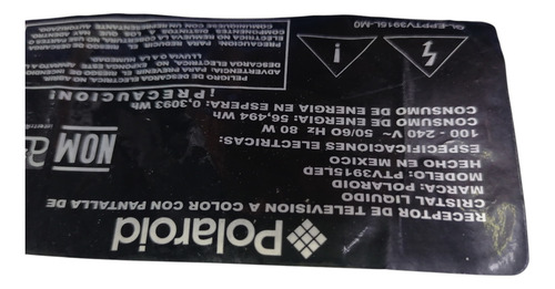 Botonera Y Sensor Para Tv Polaroid Ptv3915led (Usado)