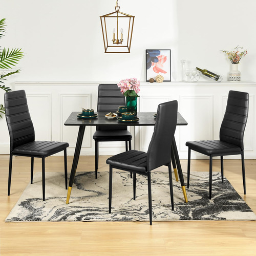 Juego De 4 Sillas De Comedor Ergonómicas Con Respaldo Alto Diseño De La Tela Color De La Estructura De La Silla Color Del Asiento