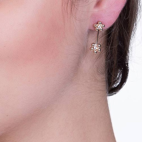 Imagem 3 de 4 de Brinco Rommanel Folheado Ouro 18k Ear Jacket Pedras 525710