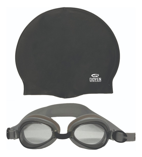 Kit Niño Gorra Silicona Natación + Antiparra Infantil Negro