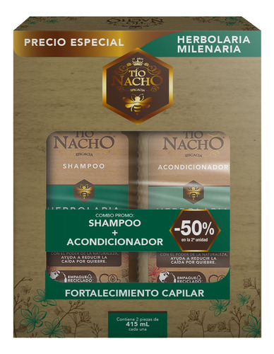 Pack Tio Nacho Herbolaria Shampoo + Acondicionador X 415 Ml