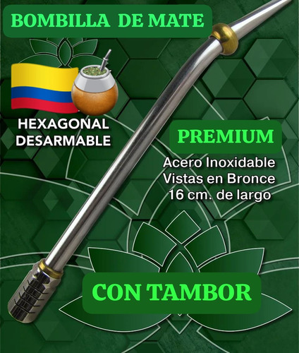 Premium!bombilla De Mate Argentina Acero Inoxidable Tambor D