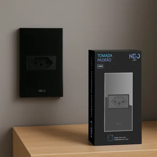 Tomada Flex 1 Saída 4x2 10A E 20A Preto Avant Neo Vidro