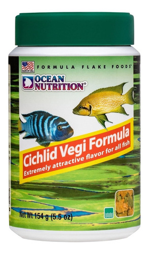 Cichlid Vegi Flakes Ocean Nutrition 154gr Alimento Acuario 