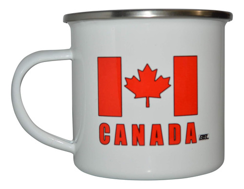 Taza De Campamento Esmaltada Con Bandera Canadiense, Taza...