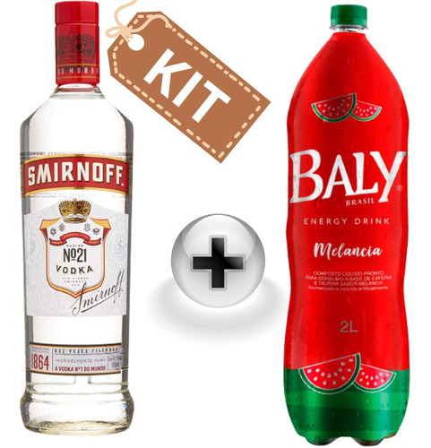 Combo Vodka Smirnoff 1 Litro Com Energético Baly Melancia 2l