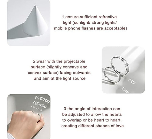 Para I Love You Secret Projection Ring, 925 Sterling Silver