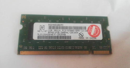 Memoria P/ Laptop Ddr2 Micron 1gb 2rx16 Pc2-5300s-555