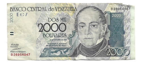 Liquido Billete De Venezuela.  2000 Bolívares 1998