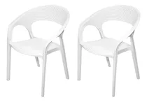 Comprar Pack 2 Sillas Terraza Ratan Curve Con Brazos Blanca