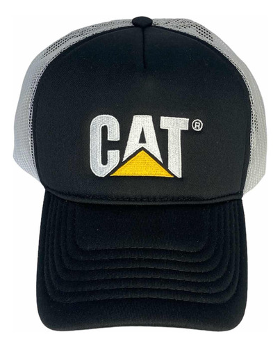 Gorra Cat Original Negra Con Malla Blanca Atrás Con Logo