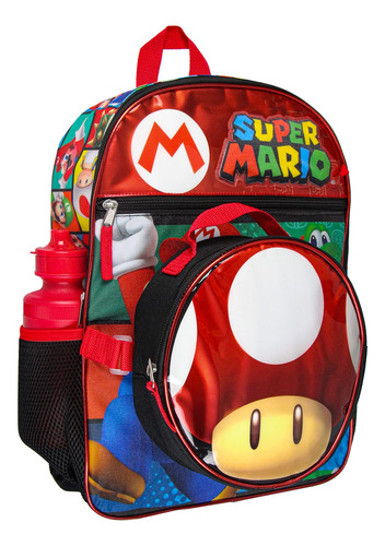 Mochila Super Mario Con Bolsa De Almuerzo Desmontable De Ho.