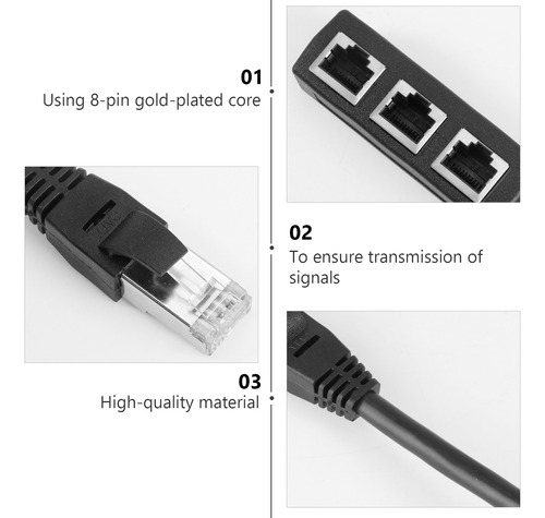 Adaptador De Cable Ethernet, Divisor De 1 Puerto Macho A 3 P