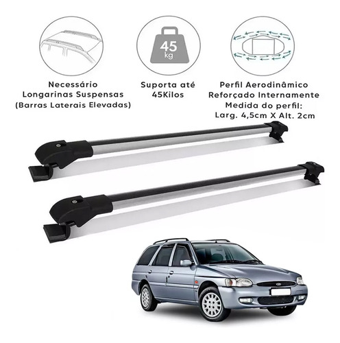 Rack Teto Travessa Escort Sw Wagon 1997 Prata Aluminio